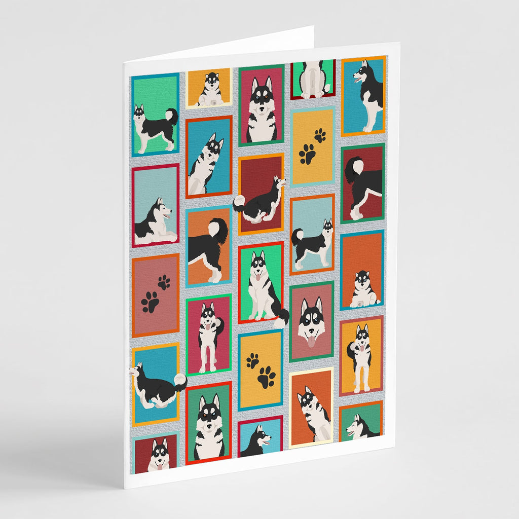 Lots of Siberian Husky Greeting Cards Pack of 8 Blank Cards with Envelopes Whimsical A7 Size 5x7