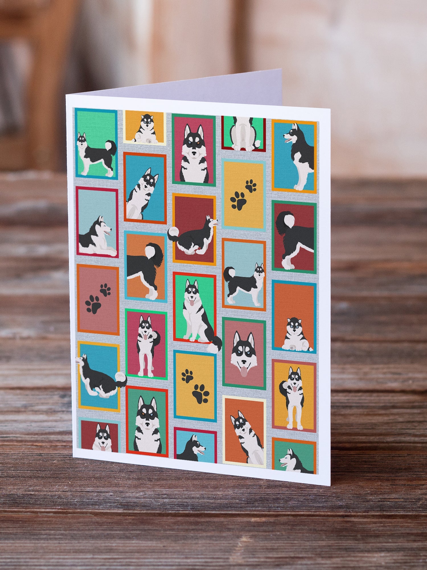 Lots of Siberian Husky Greeting Cards Pack of 8 Blank Cards with Envelopes Whimsical A7 Size 5x7