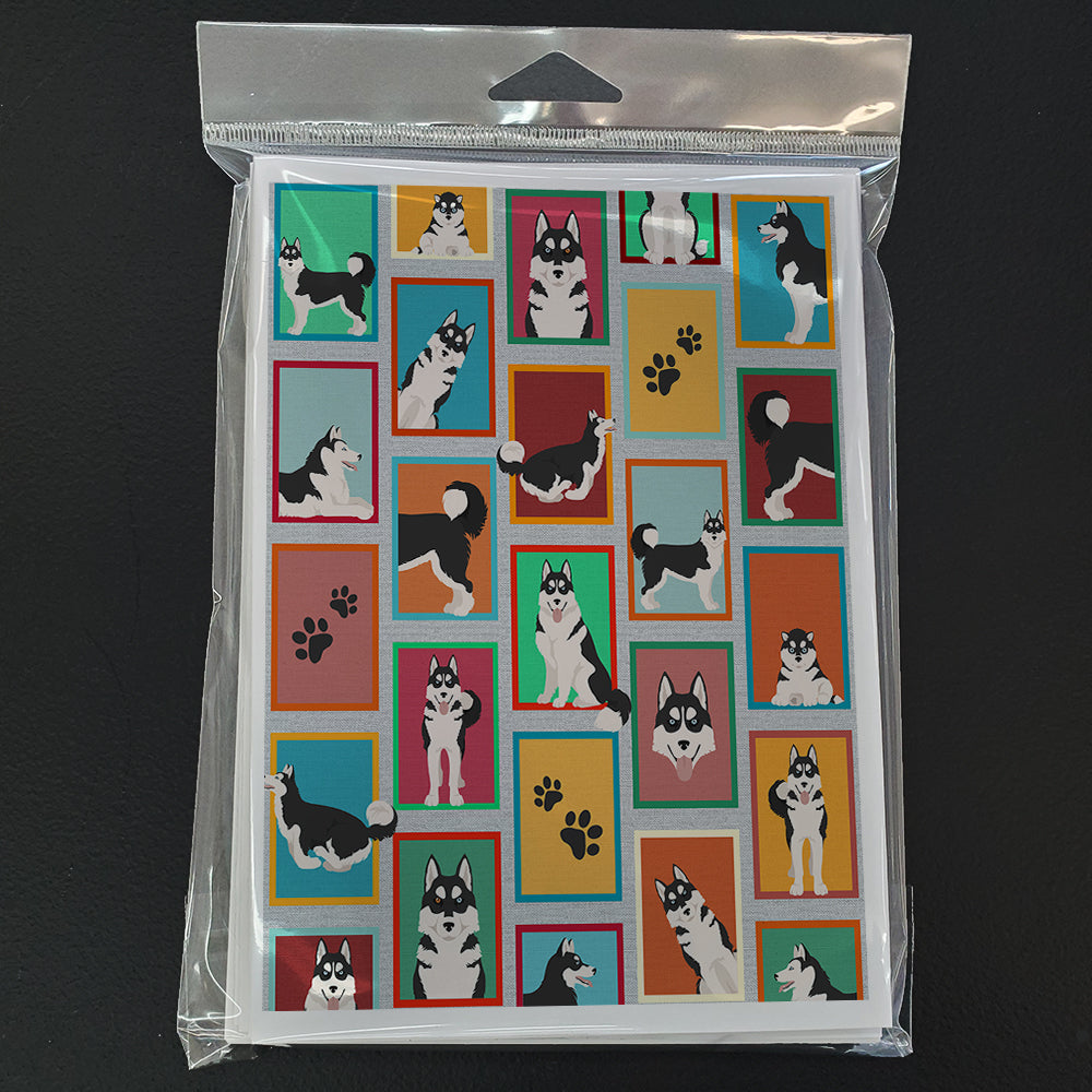 Lots of Siberian Husky Greeting Cards Pack of 8 Blank Cards with Envelopes Whimsical A7 Size 5x7