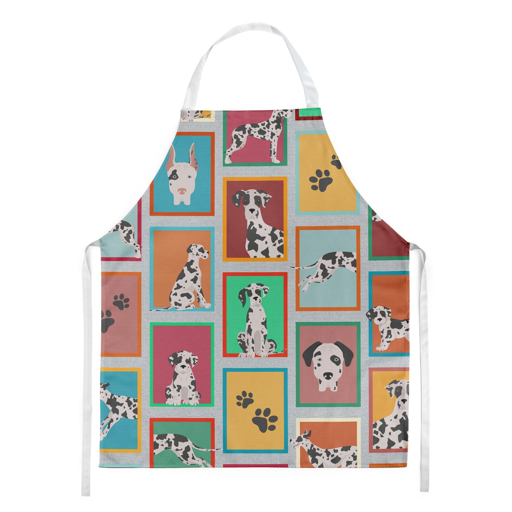 Lots of Harlequin Natural Ears Great Dane Apron Cooking Kitchen Server Baking Crafts Gardening for Adult Women Men, Unisex, Large, Multicolor