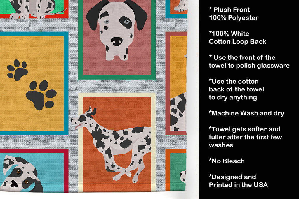 Lots of Harlequin Natural Ears Great Dane Kitchen Towel Velour Plush Front and Cotton Loop Back Machine Washable