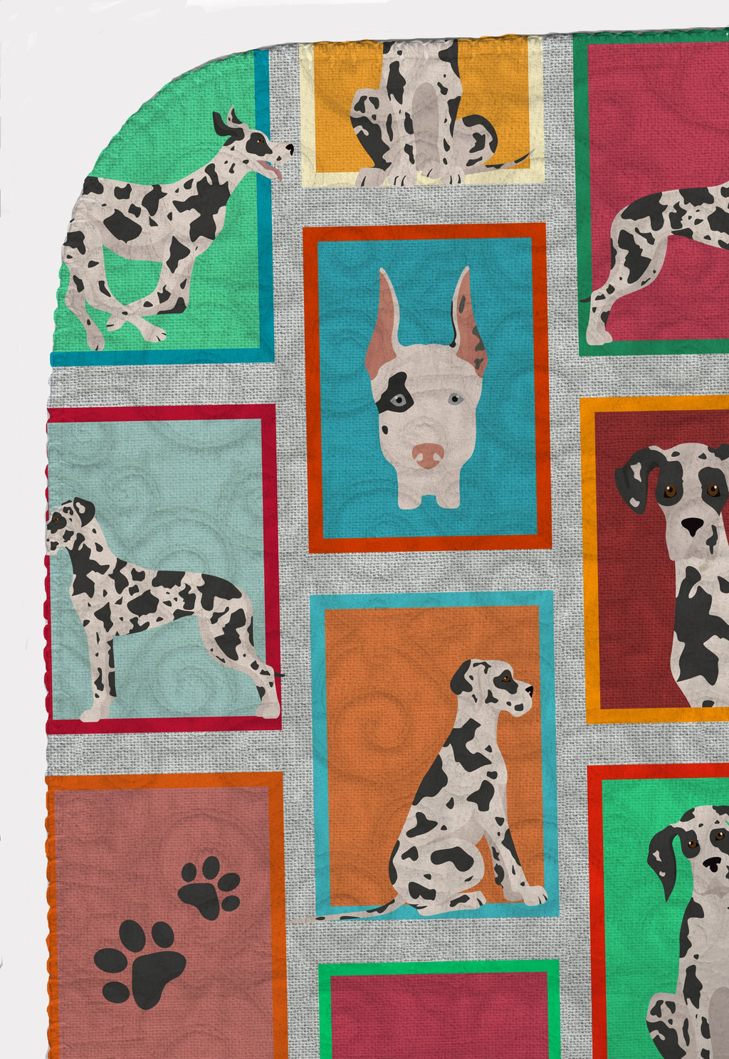 Lots of Harlequin Natural Ears Great Dane Quilted Blanket 50x60 Artwork Pattern Quilted Throw Blanket for Bed, Couch, Sofa, Soft and Lightweight