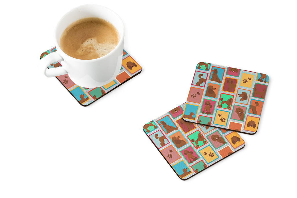 Lots of Chocolate Standard Poodle Foam Coasters Set of 4 Cup Coasters for Indoor Outdoor, Tabletop Protection, Anti Slip, Mouse pad Material