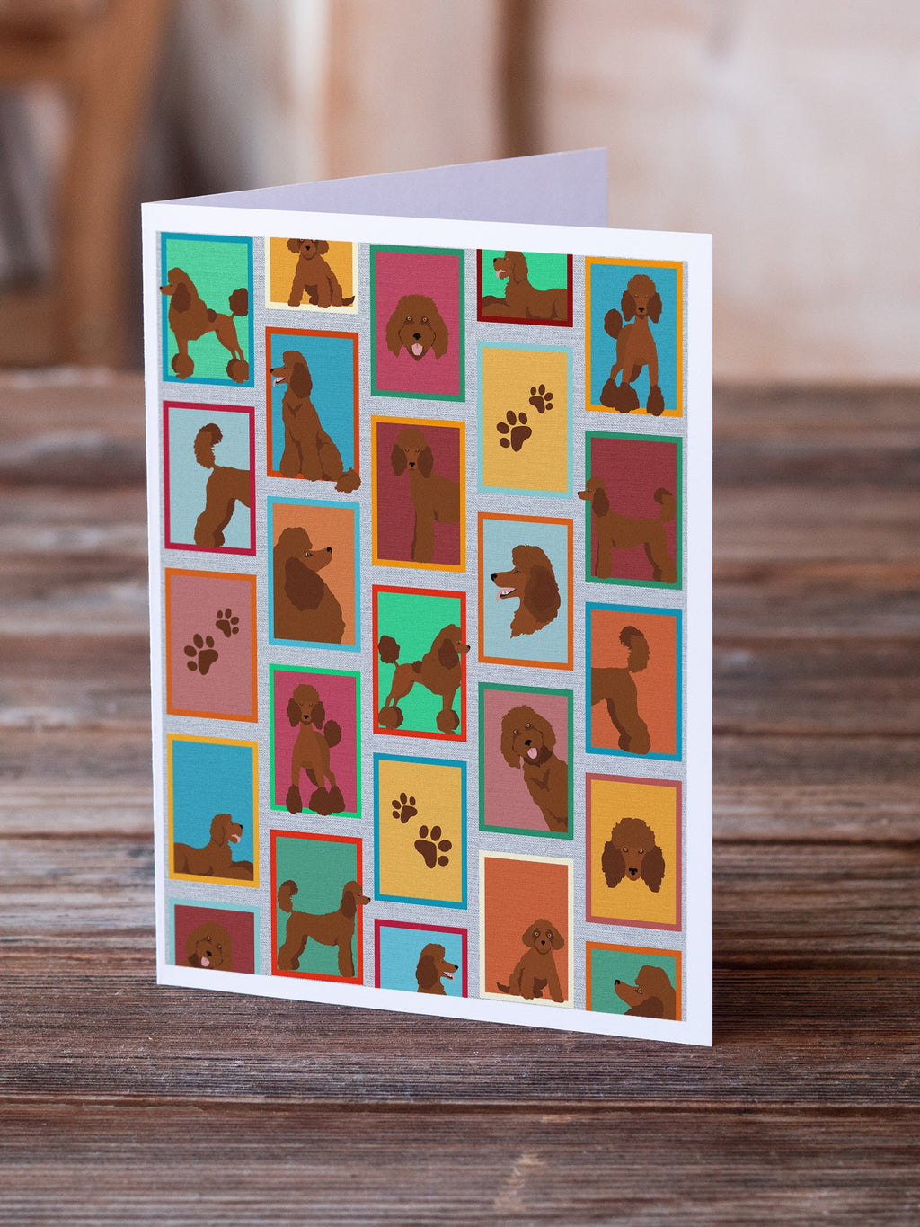 Lots of Chocolate Standard Poodle Greeting Cards Pack of 8 Blank Cards with Envelopes Whimsical A7 Size 5x7
