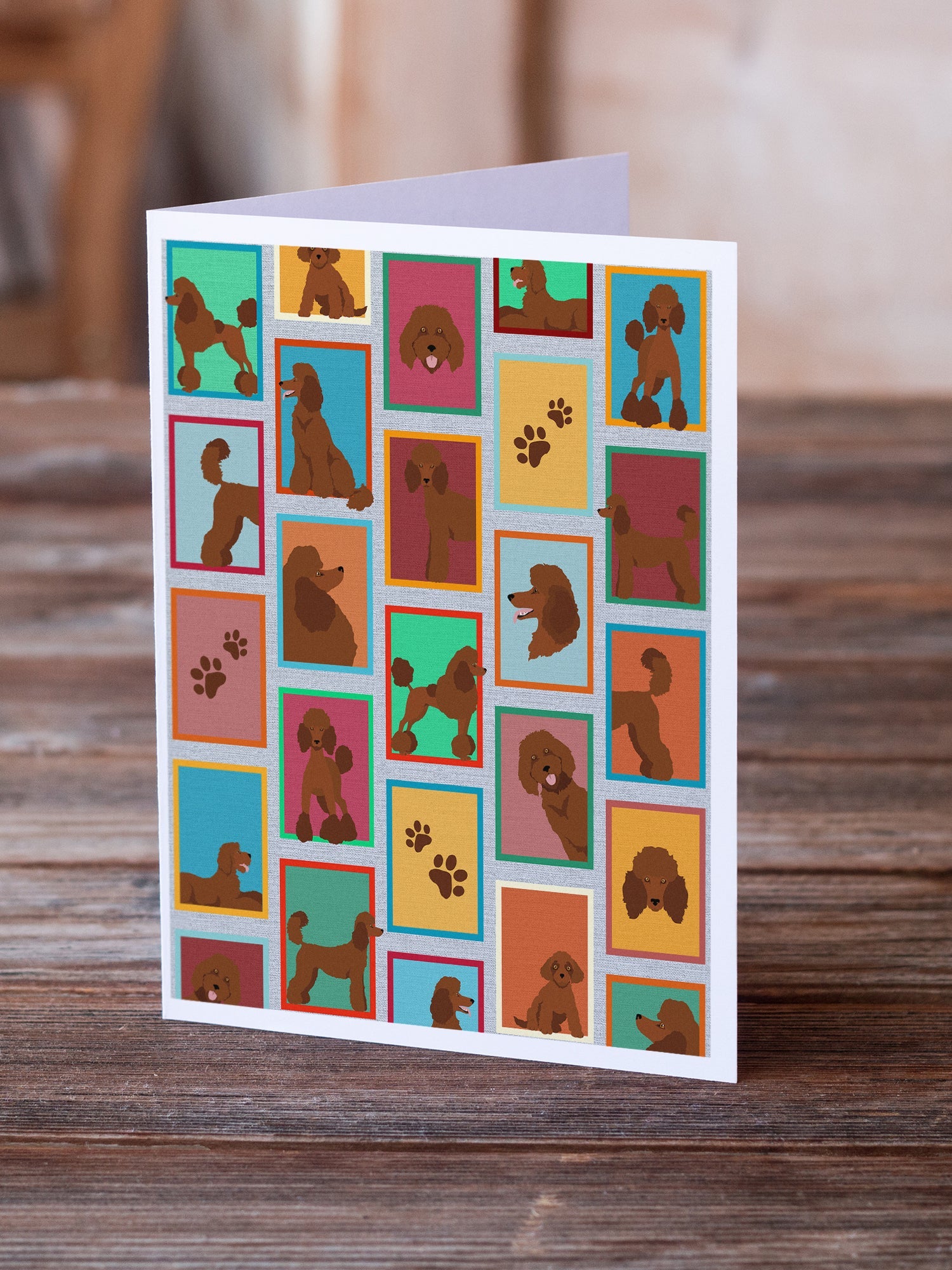 Lots of Chocolate Standard Poodle Greeting Cards Pack of 8 Blank Cards with Envelopes Whimsical A7 Size 5x7