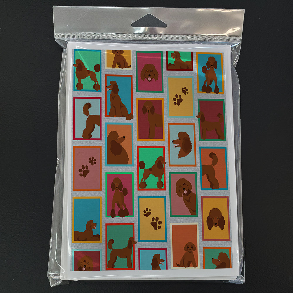 Lots of Chocolate Standard Poodle Greeting Cards Pack of 8 Blank Cards with Envelopes Whimsical A7 Size 5x7