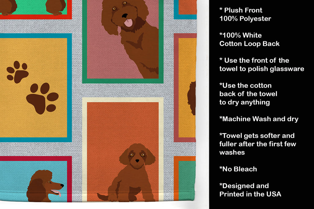 Lots of Chocolate Standard Poodle Kitchen Towel Velour Plush Front and Cotton Loop Back Machine Washable