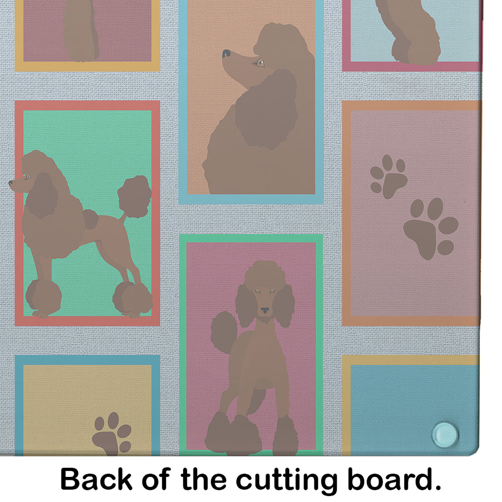 Lots of Chocolate Standard Poodle Cutting Board Tempered Glass Kitchen Cutting Surface, Heat Resistant Chopping, Non-Slip Feet, Food Prep & Serving