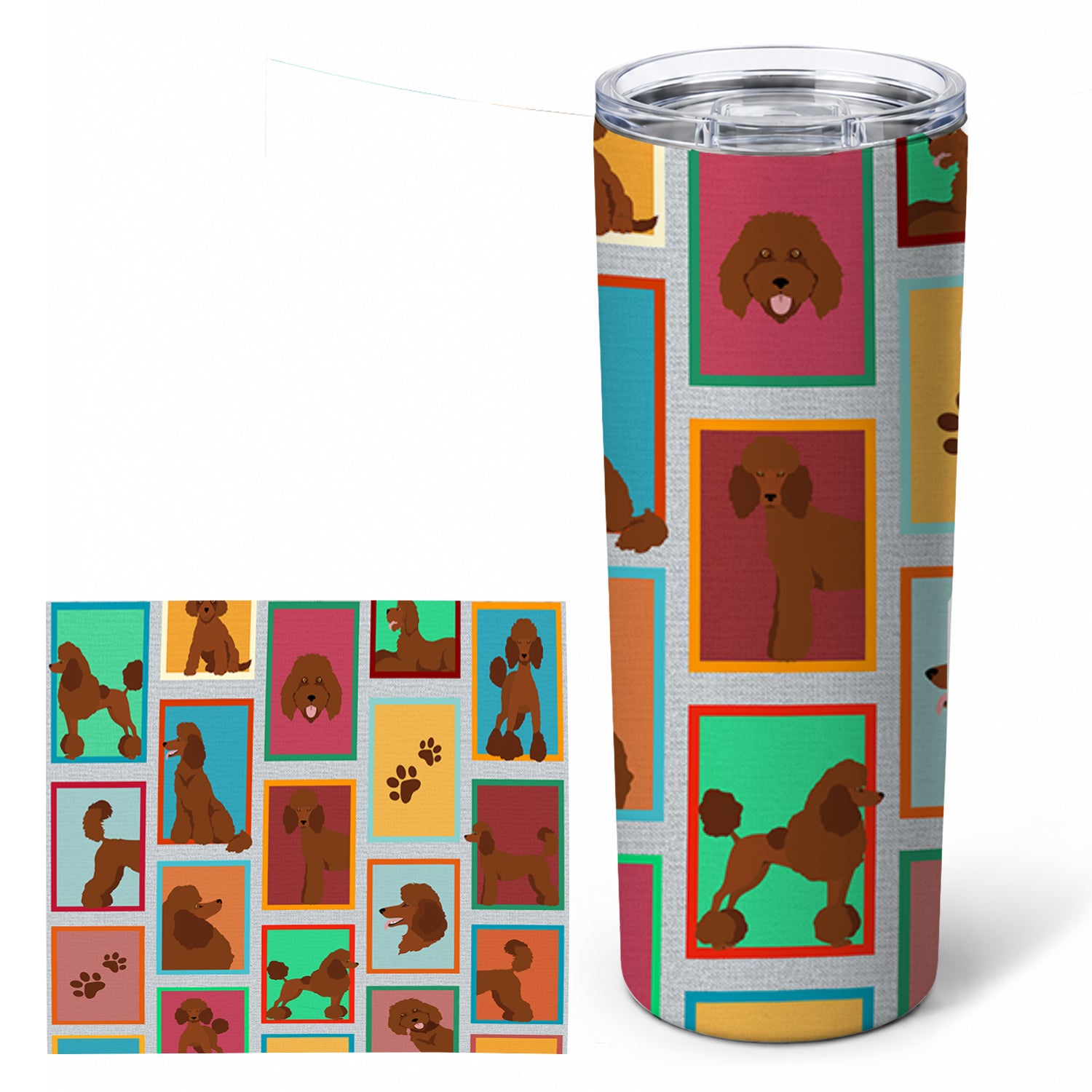 Lots of Chocolate Standard Poodle Stainless Steel Skinny Tumbler 20 oz Vacuum Double Walled Reusable Insulated Travel Cup