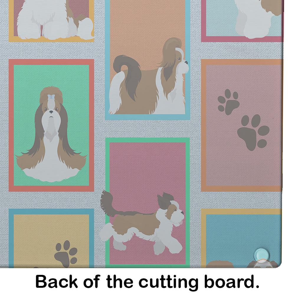 Lots of Shih Tzu Cutting Board Tempered Glass Kitchen Cutting Surface, Heat Resistant Chopping, Non-Slip Feet, Food Prep & Serving