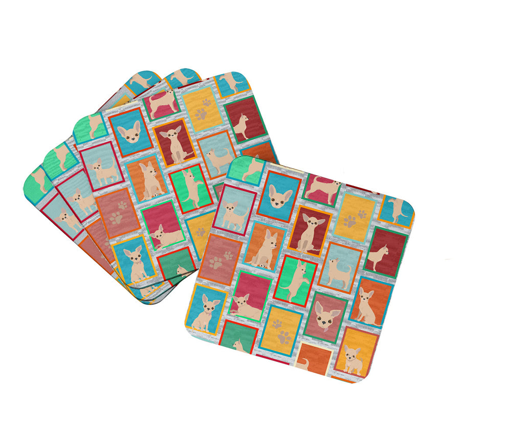 Lots of Chihuahua Foam Coasters Set of 4 Cup Coasters for Indoor Outdoor, Tabletop Protection, Anti Slip, Mouse pad Material
