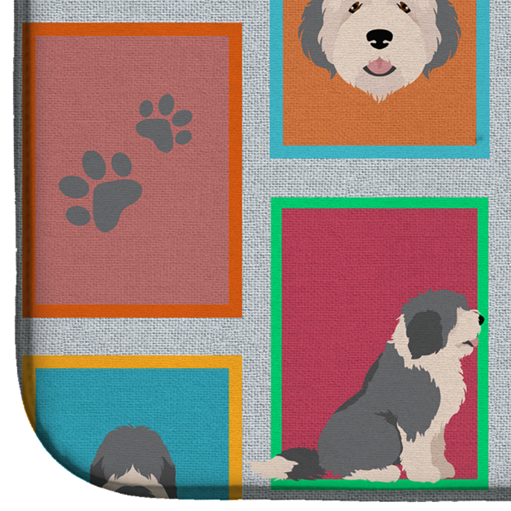 Lots of Old English Sheepdog Dish Drying Mat Absorbent Dish Drying Mat Pad for Kitchen Counter Dish Drainer Mat for Countertop, 14 x 21", Multicolor