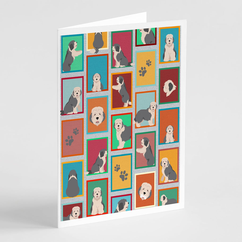 Lots of Old English Sheepdog Greeting Cards Pack of 8 Blank Cards with Envelopes Whimsical A7 Size 5x7