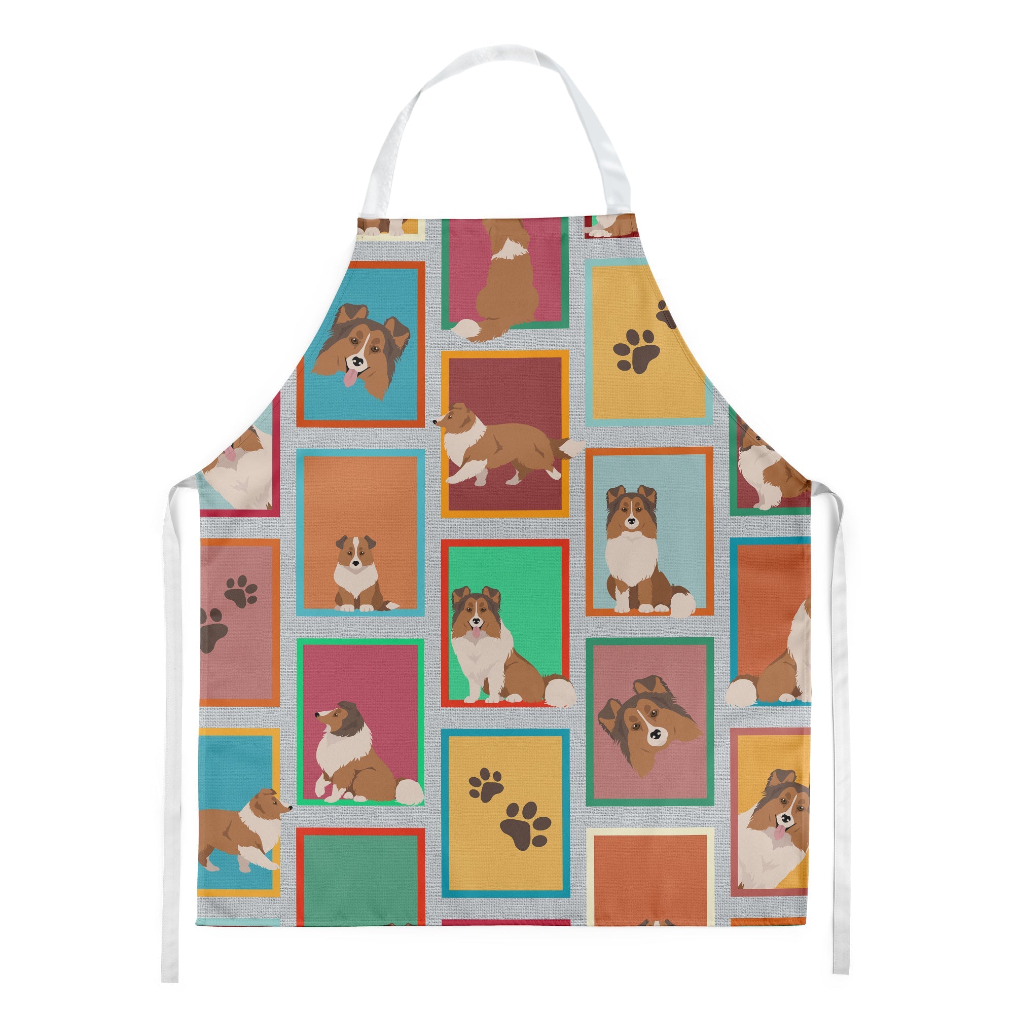 Lots of Sheltie Apron Cooking Kitchen Server Baking Crafts Gardening for Adult Women Men, Unisex, Large, Multicolor