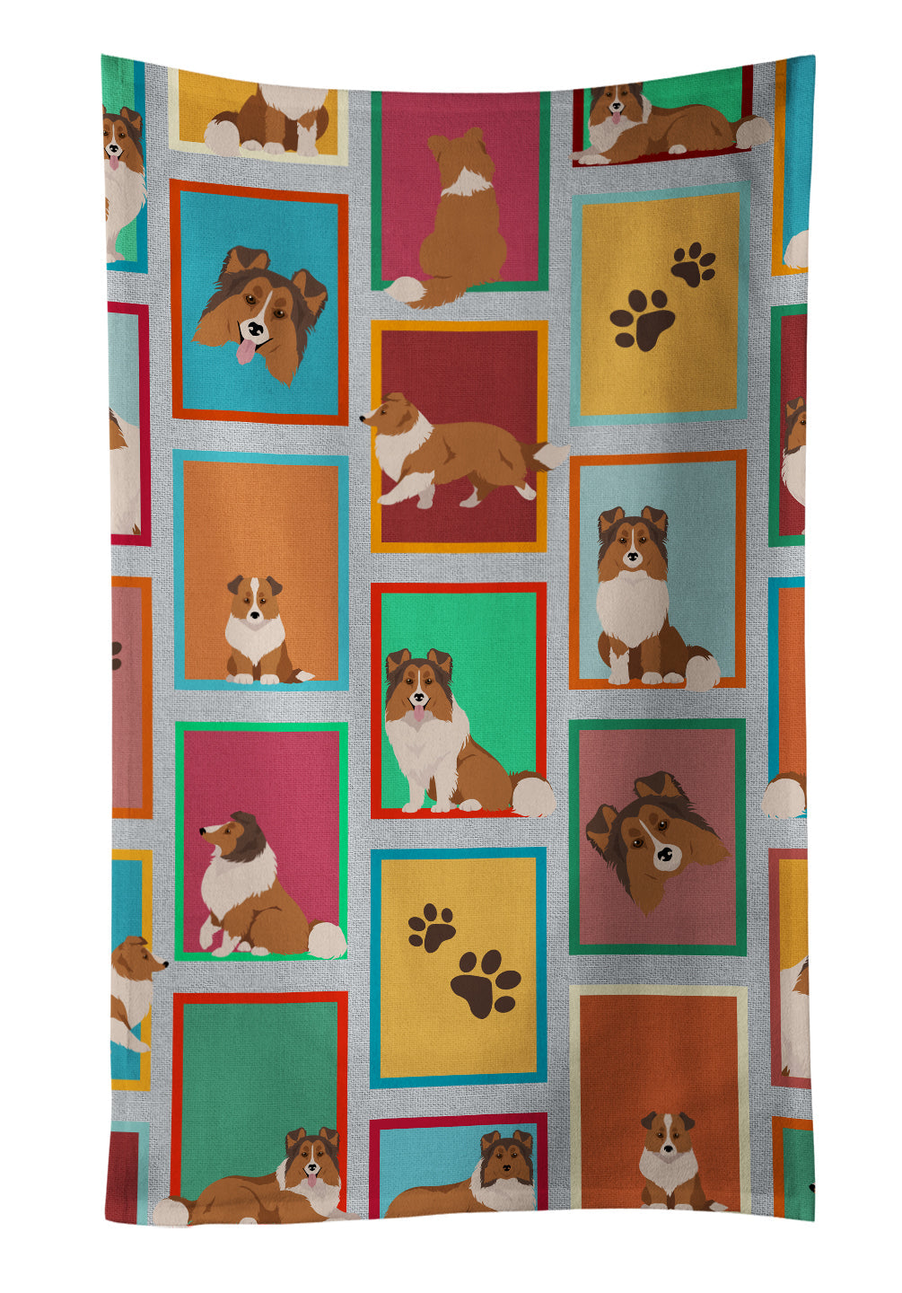 Lots of Sheltie Kitchen Towel Velour Plush Front and Cotton Loop Back Machine Washable