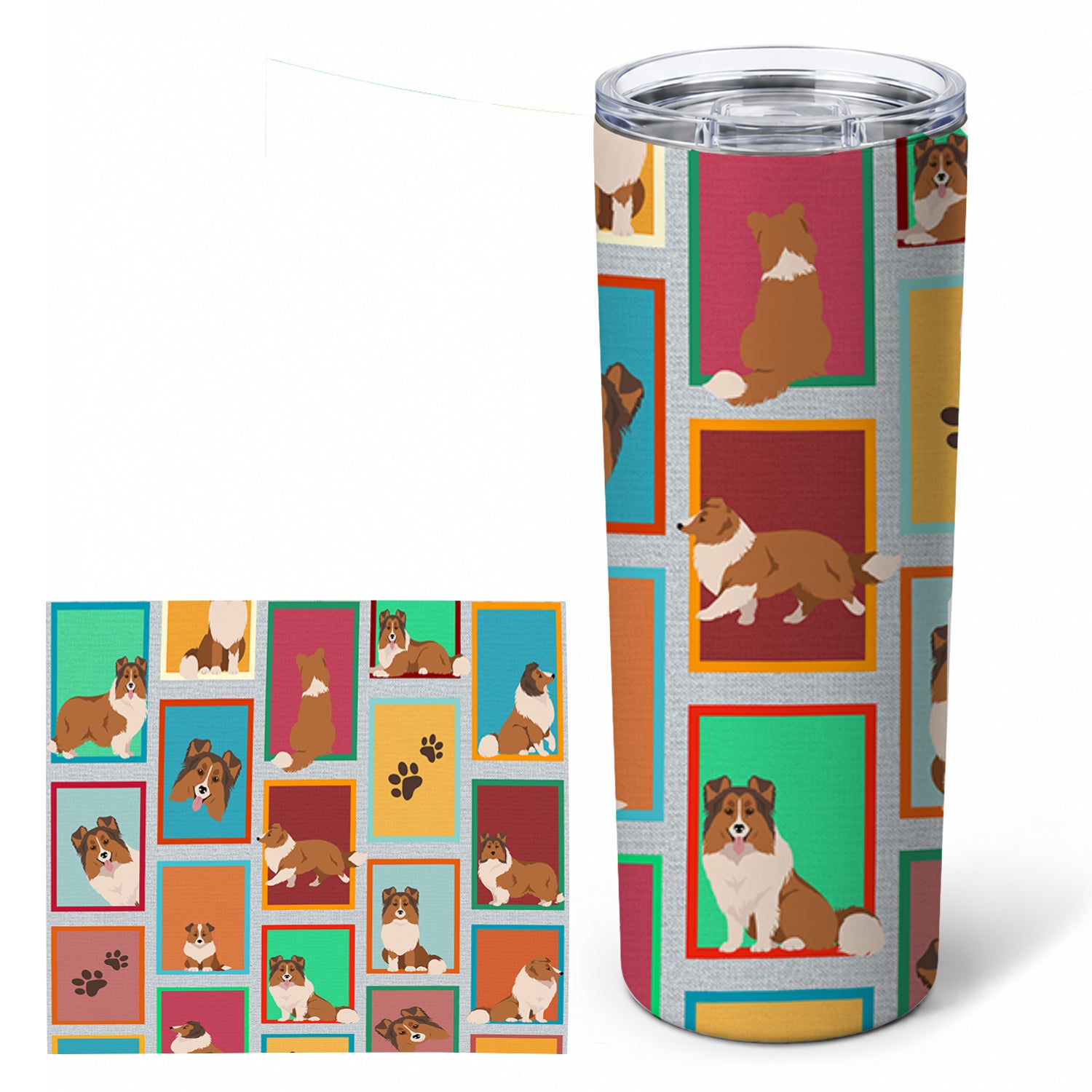 Lots of Sheltie Stainless Steel Skinny Tumbler 20 oz Vacuum Double Walled Reusable Insulated Travel Cup