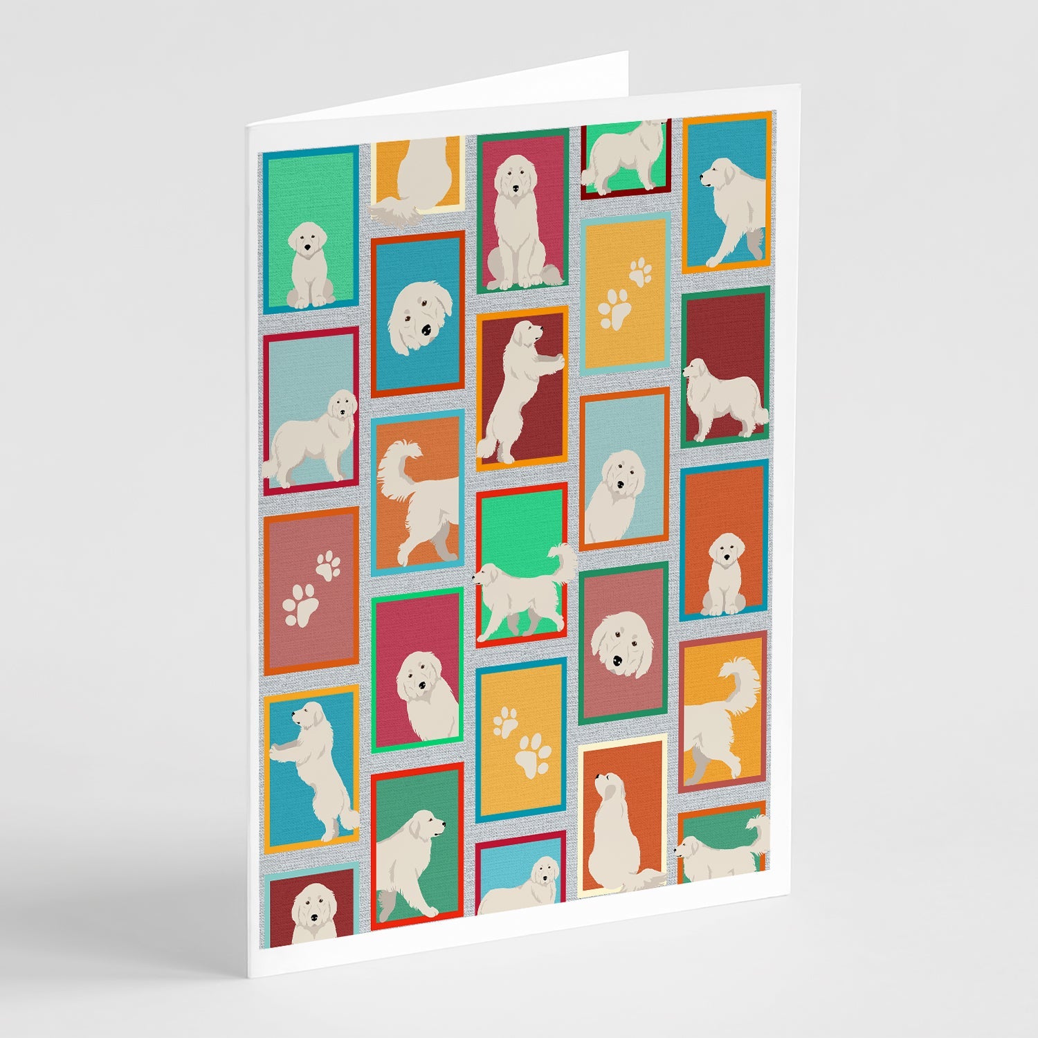 Lots of Great Pyrenees Greeting Cards Pack of 8 Blank Cards with Envelopes Whimsical A7 Size 5x7