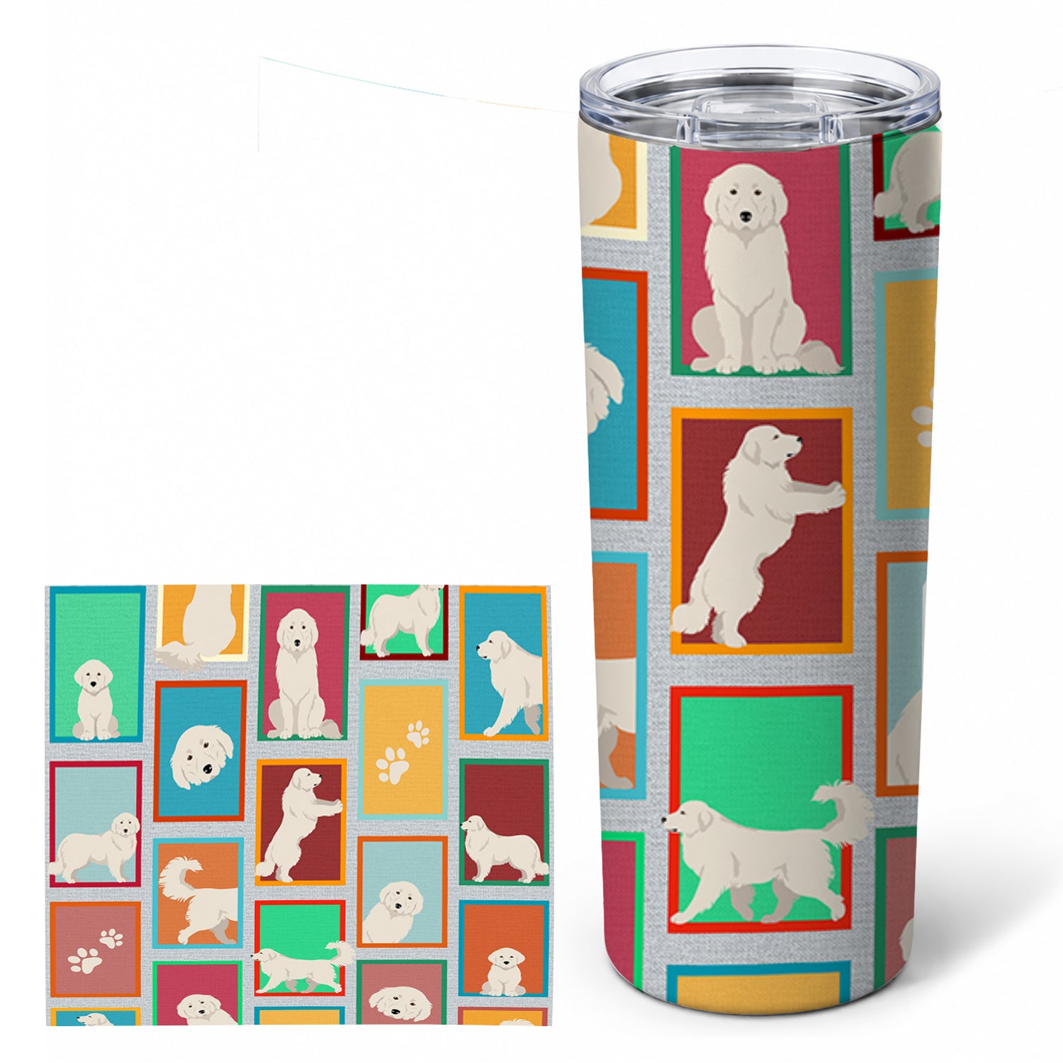 Lots of Great Pyrenees Stainless Steel Skinny Tumbler 20 oz Vacuum Double Walled Reusable Insulated Travel Cup