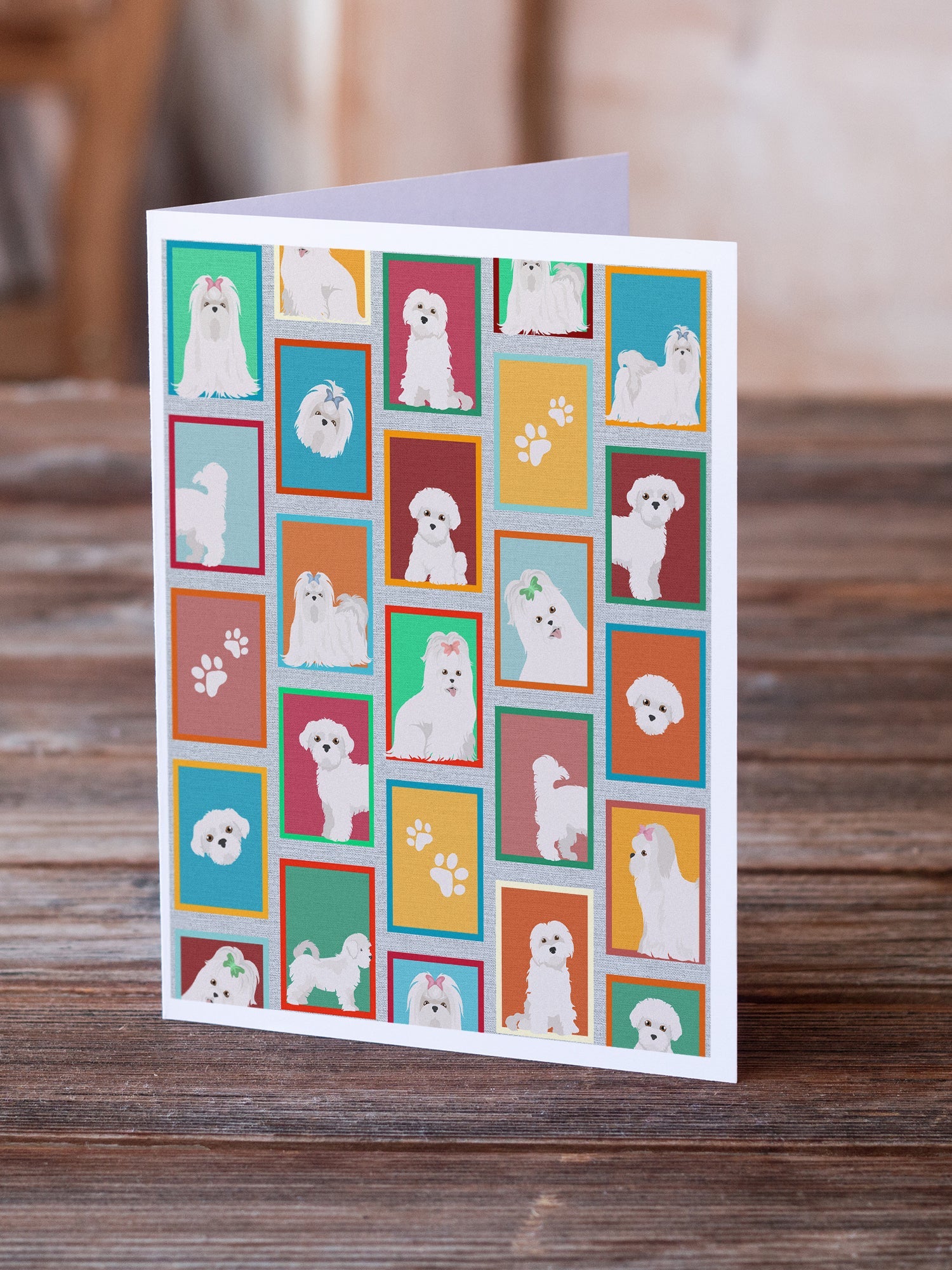 Lots of Maltese Greeting Cards Pack of 8 Blank Cards with Envelopes Whimsical A7 Size 5x7