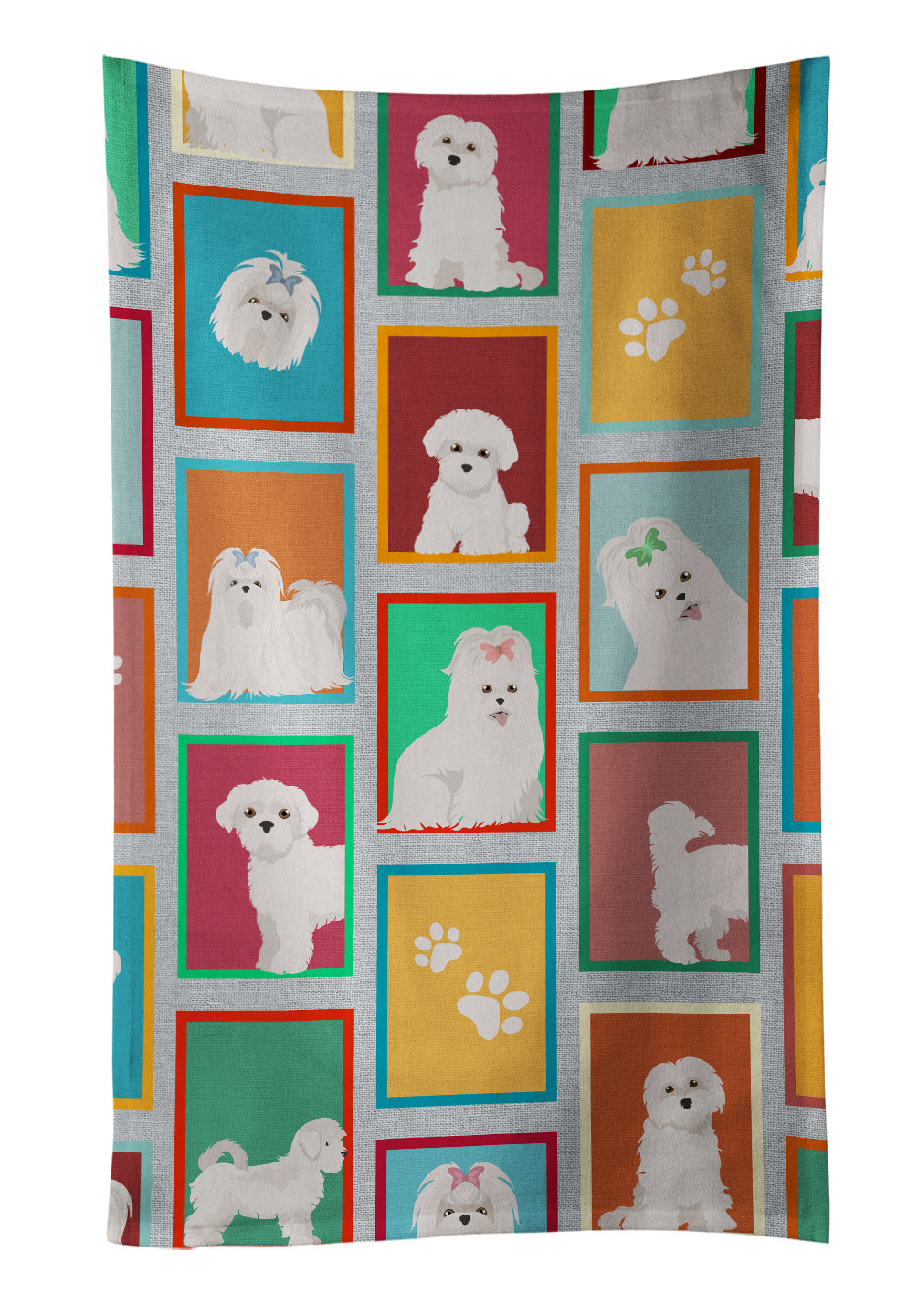 Lots of Maltese Kitchen Towel Velour Plush Front and Cotton Loop Back Machine Washable