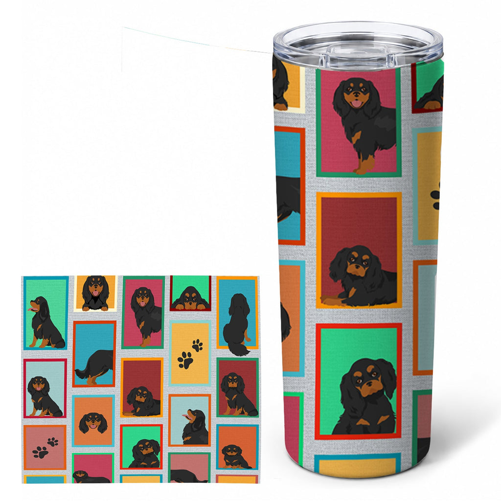 Lots of Black and Tan Cavalier King Charles Spaniel Stainless Steel Skinny Tumbler 20 oz Vacuum Double Walled Reusable Insulated Travel Cup
