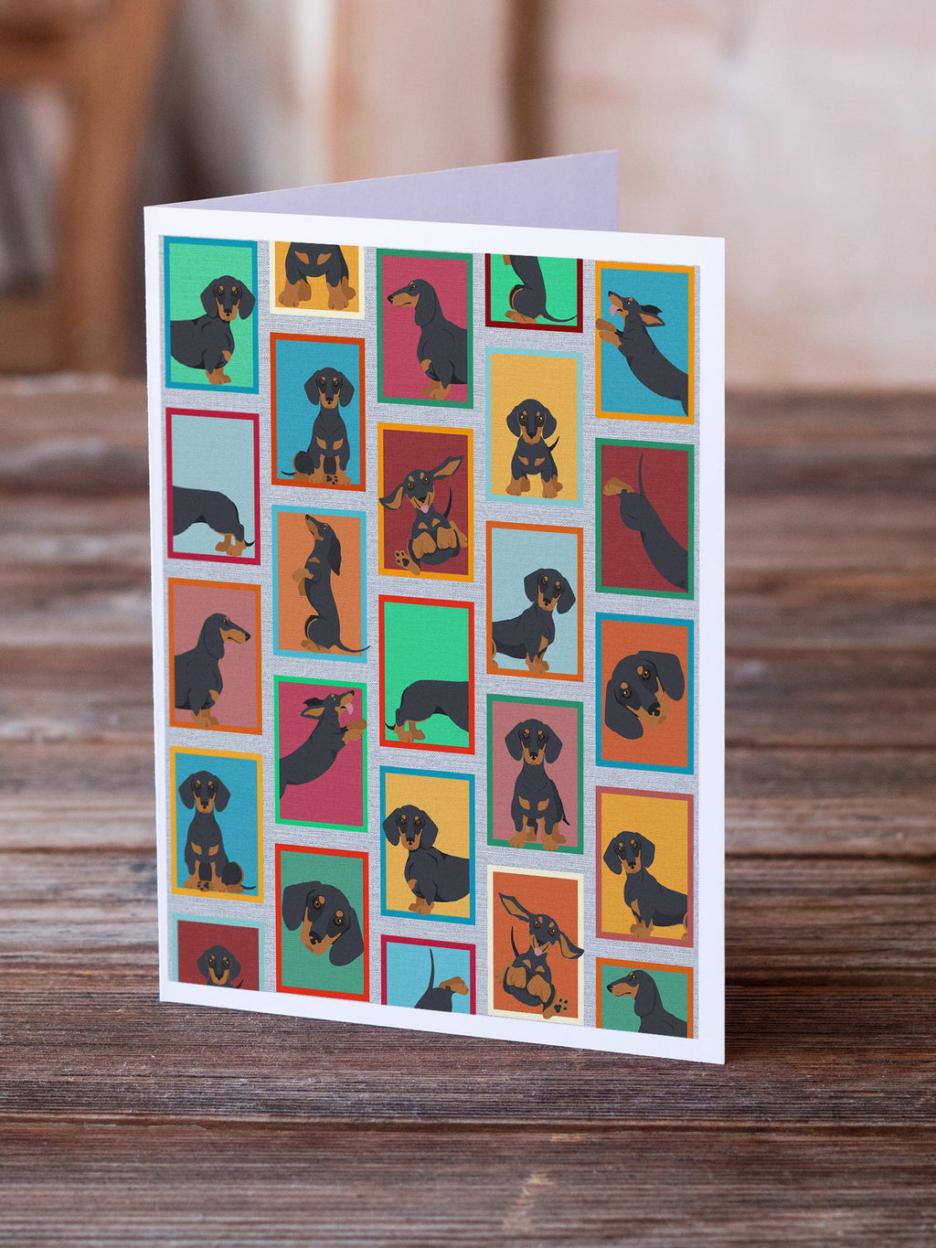 Lots of Black and Tan Dachshund Greeting Cards Pack of 8 Blank Cards with Envelopes Whimsical A7 Size 5x7