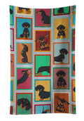 Lots of Black and Tan Dachshund Kitchen Towel Velour Plush Front and Cotton Loop Back Machine Washable