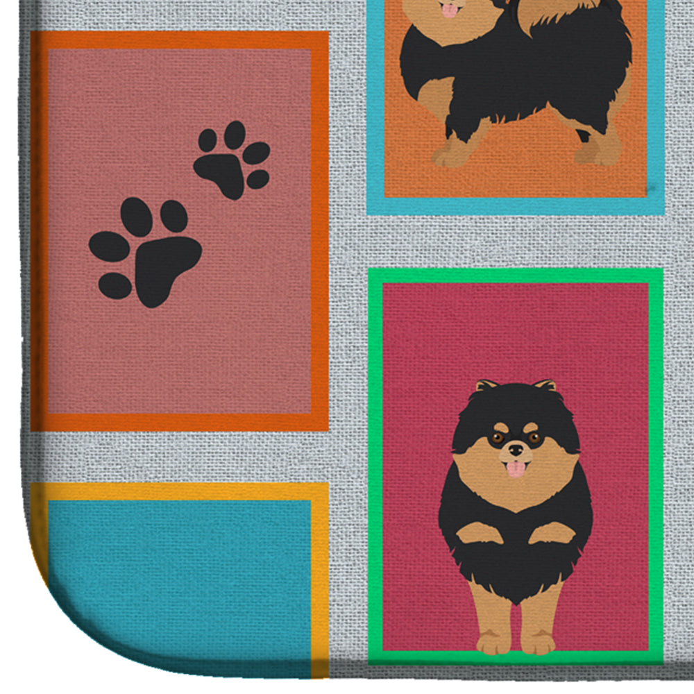 Lots of Black and Tan Pomeranian Dish Drying Mat Absorbent Dish Drying Mat Pad for Kitchen Counter Dish Drainer Mat for Countertop, 14 x 21", Multicolor