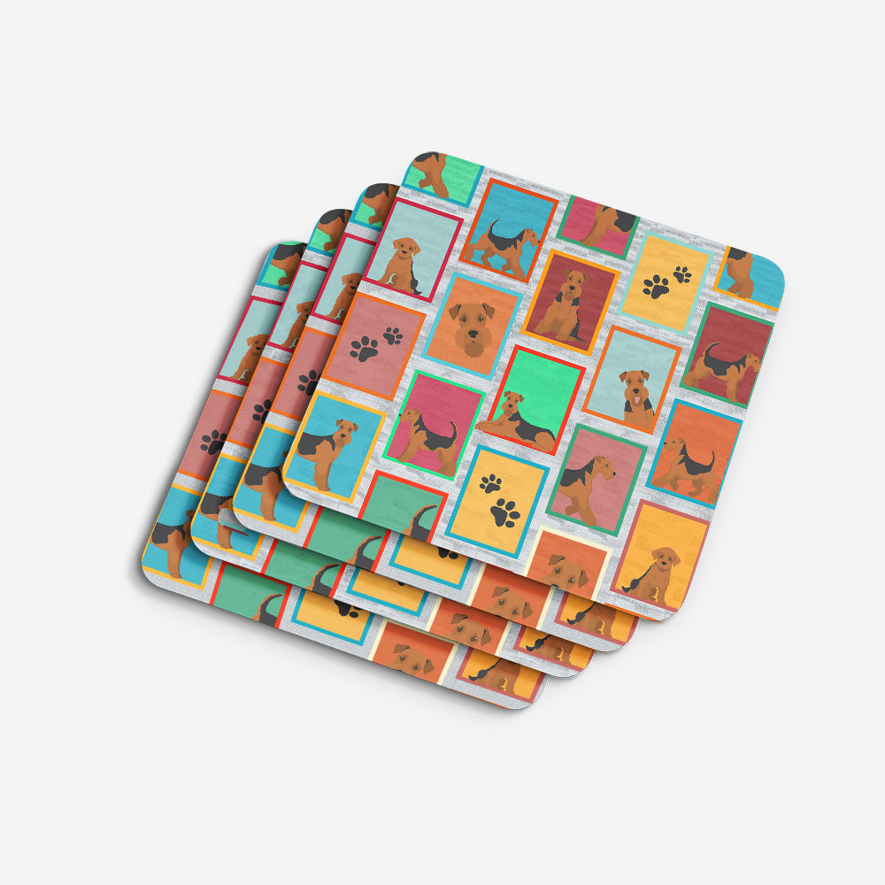 Lots of Airedale Terrier Foam Coasters Set of 4 Cup Coasters for Indoor Outdoor, Tabletop Protection, Anti Slip, Mouse pad Material