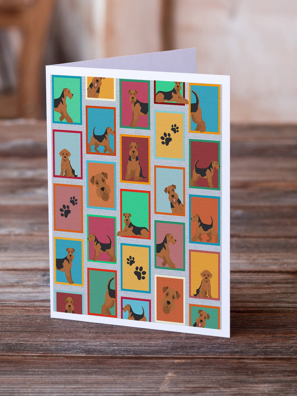 Lots of Airedale Terrier Greeting Cards Pack of 8 Blank Cards with Envelopes Whimsical A7 Size 5x7