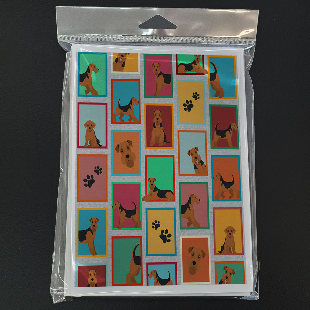 Lots of Airedale Terrier Greeting Cards Pack of 8 Blank Cards with Envelopes Whimsical A7 Size 5x7