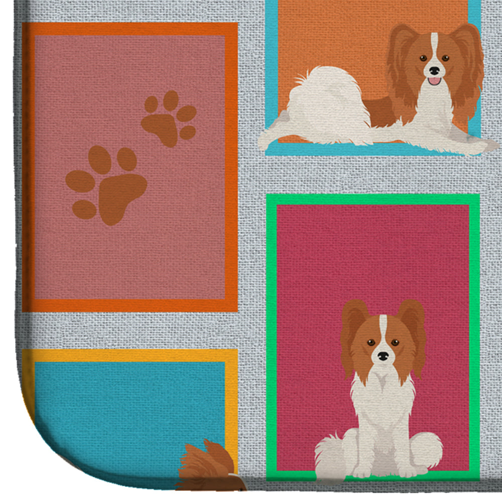 Lots of Red and White Papillon Dish Drying Mat Absorbent Dish Drying Mat Pad for Kitchen Counter Dish Drainer Mat for Countertop, 14 x 21", Multicolor