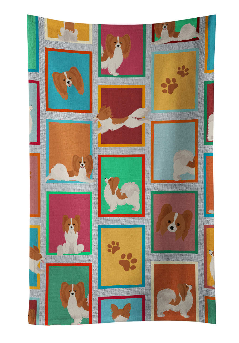Lots of Red and White Papillon Kitchen Towel Velour Plush Front and Cotton Loop Back Machine Washable