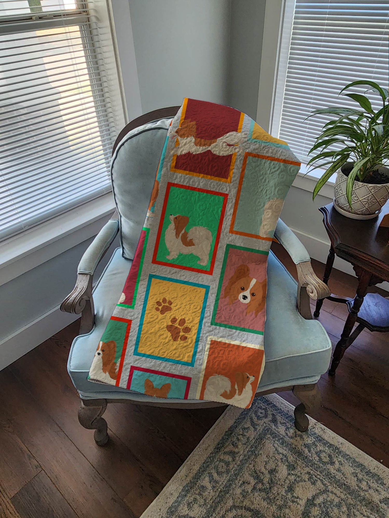 Lots of Red and White Papillon Quilted Blanket 50x60 Artwork Pattern Quilted Throw Blanket for Bed, Couch, Sofa, Soft and Lightweight
