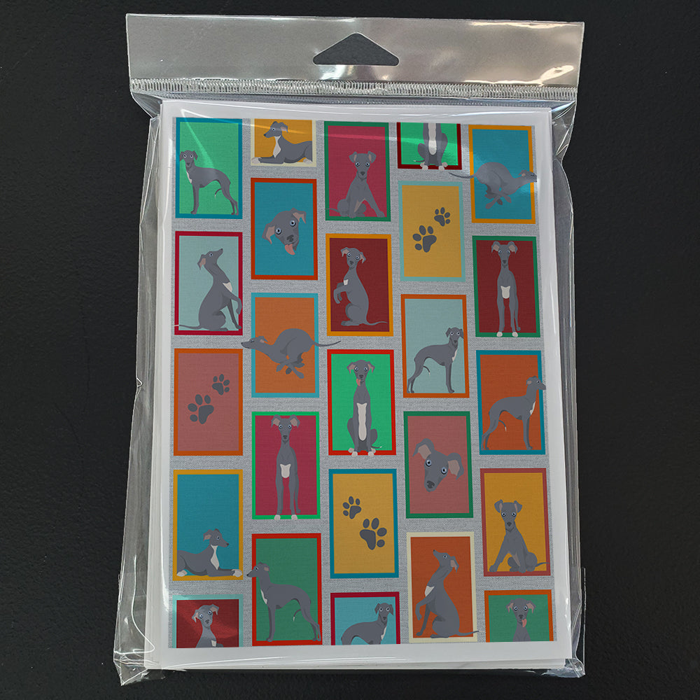 Lots of Italian Greyhound Greeting Cards Pack of 8 Blank Cards with Envelopes Whimsical A7 Size 5x7