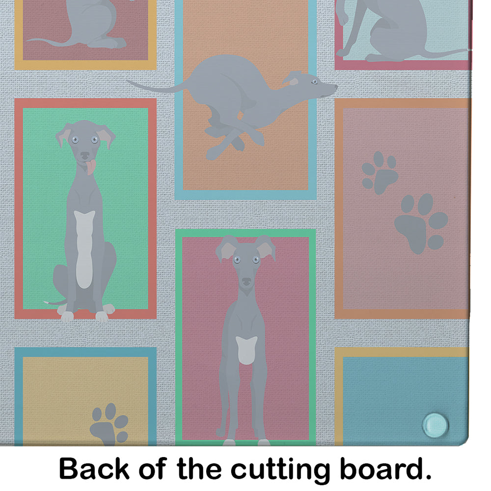 Lots of Italian Greyhound Cutting Board Tempered Glass Kitchen Cutting Surface, Heat Resistant Chopping, Non-Slip Feet, Food Prep & Serving