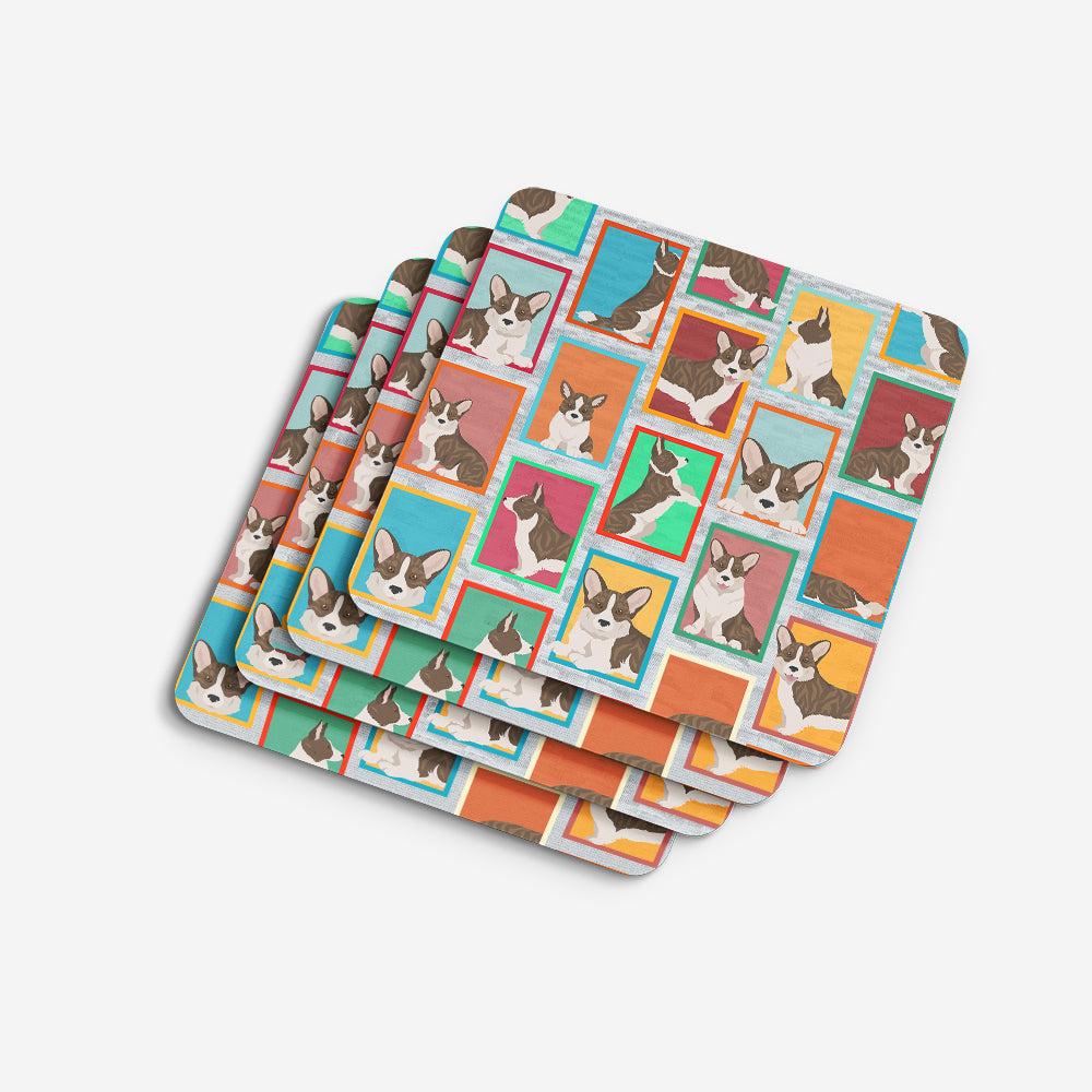 Lots of Brindle Cardigan Corgi Foam Coasters Set of 4 Cup Coasters for Indoor Outdoor, Tabletop Protection, Anti Slip, Mouse pad Material
