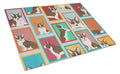 Lots of Brindle Cardigan Corgi Cutting Board Tempered Glass Kitchen Cutting Surface, Heat Resistant Chopping, Non-Slip Feet, Food Prep & Serving