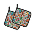 Lots of Brindle Cardigan Corgi Pot Holder Set of 2 Heat Resistant Quilted Hot Pads 7.5 x 7.5 Inch, Insulated Kitchen Trivets for Cooking & Baking