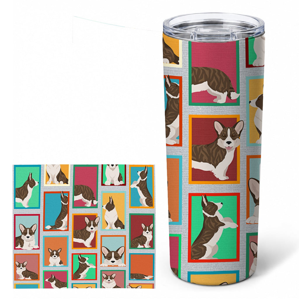 Lots of Brindle Cardigan Corgi Stainless Steel Skinny Tumbler 20 oz Vacuum Double Walled Reusable Insulated Travel Cup