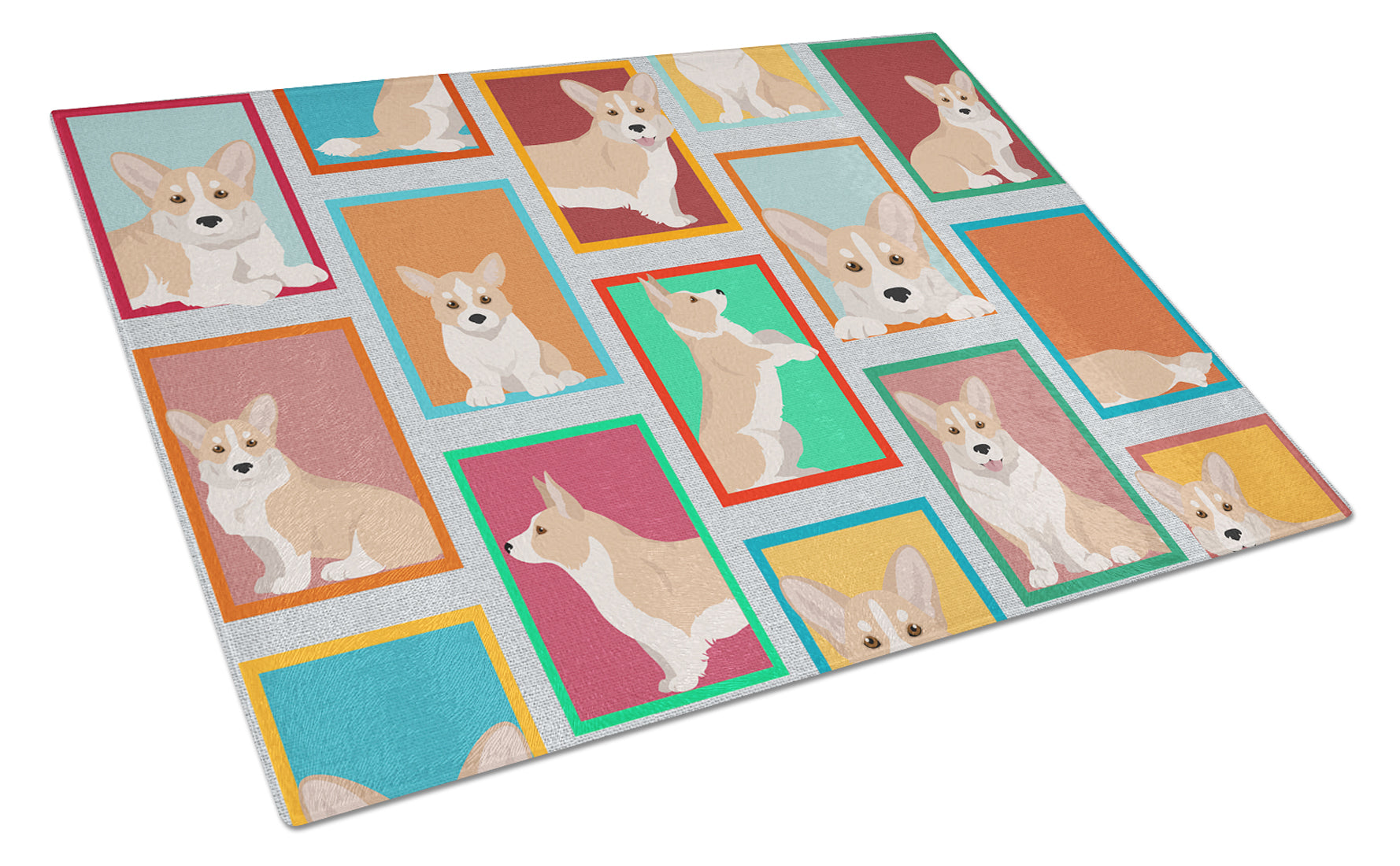 Lots of Fawn Cardigan Corgi Cutting Board Tempered Glass Kitchen Cutting Surface, Heat Resistant Chopping, Non-Slip Feet, Food Prep & Serving