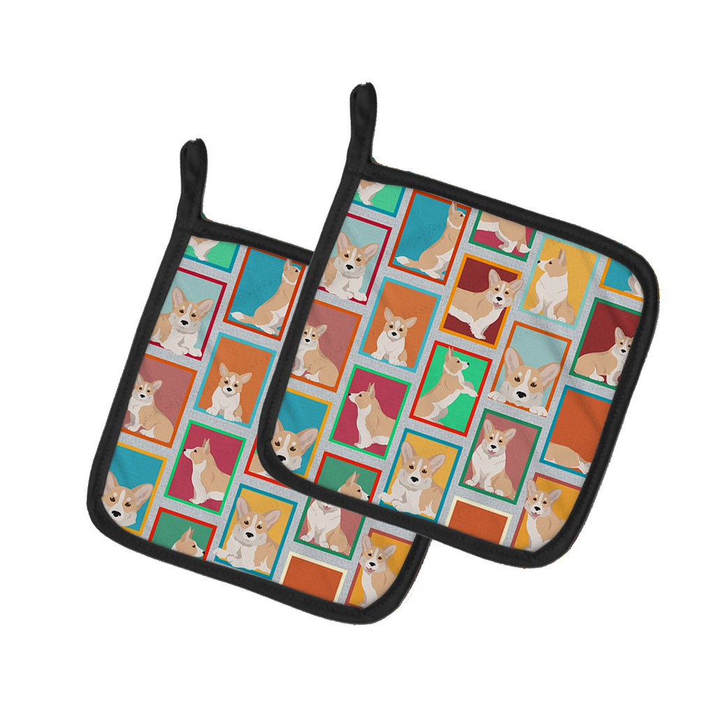Lots of Fawn Cardigan Corgi Pot Holder Set of 2 Heat Resistant Quilted Hot Pads 7.5 x 7.5 Inch, Insulated Kitchen Trivets for Cooking & Baking