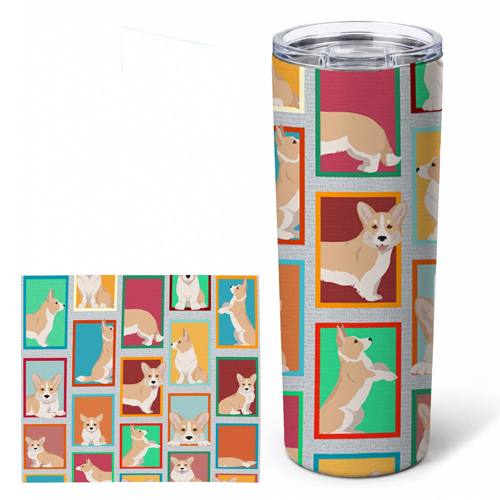 Lots of Fawn Cardigan Corgi Stainless Steel Skinny Tumbler 20 oz Vacuum Double Walled Reusable Insulated Travel Cup