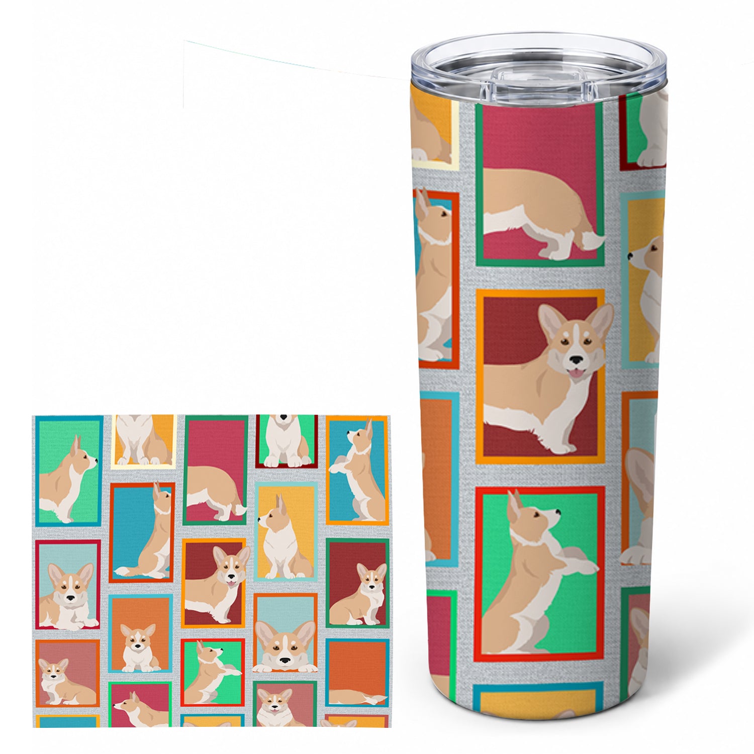 Lots of Fawn Cardigan Corgi Stainless Steel Skinny Tumbler 20 oz Vacuum Double Walled Reusable Insulated Travel Cup