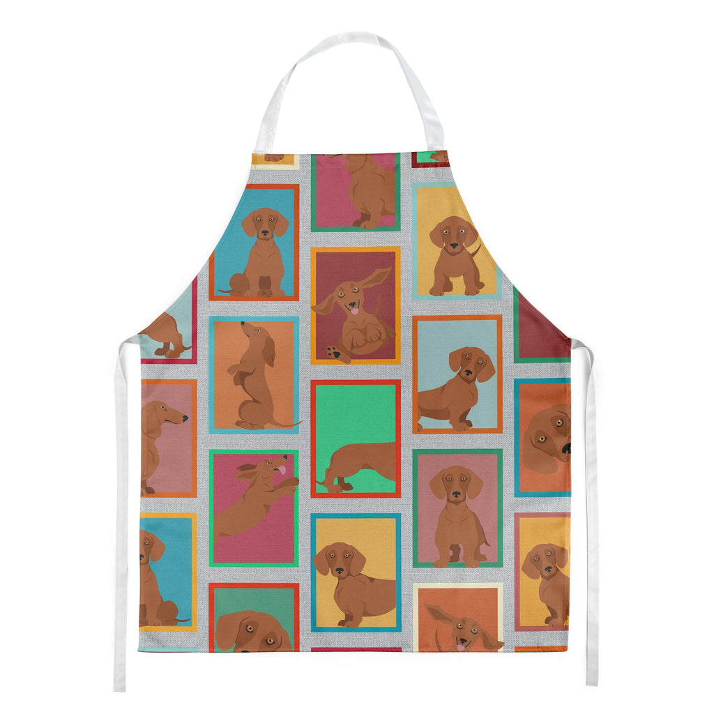 Lots of Red Dachshund Apron Cooking Kitchen Server Baking Crafts Gardening for Adult Women Men, Unisex, Large, Multicolor