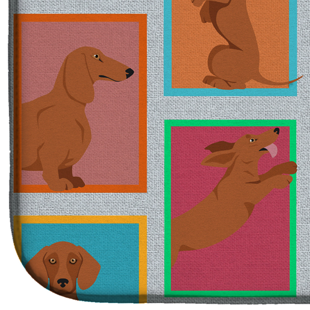 Lots of Red Dachshund Dish Drying Mat Absorbent Dish Drying Mat Pad for Kitchen Counter Dish Drainer Mat for Countertop, 14 x 21", Multicolor