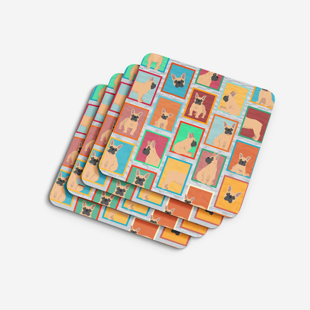 Lots of Fawn French Bulldog Foam Coasters Set of 4 Cup Coasters for Indoor Outdoor, Tabletop Protection, Anti Slip, Mouse pad Material