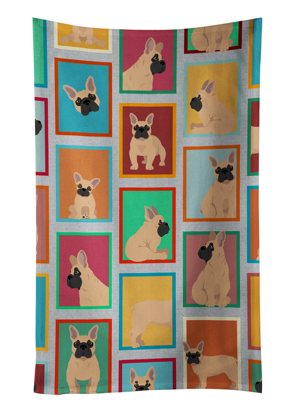 Lots of Fawn French Bulldog Kitchen Towel Velour Plush Front and Cotton Loop Back Machine Washable
