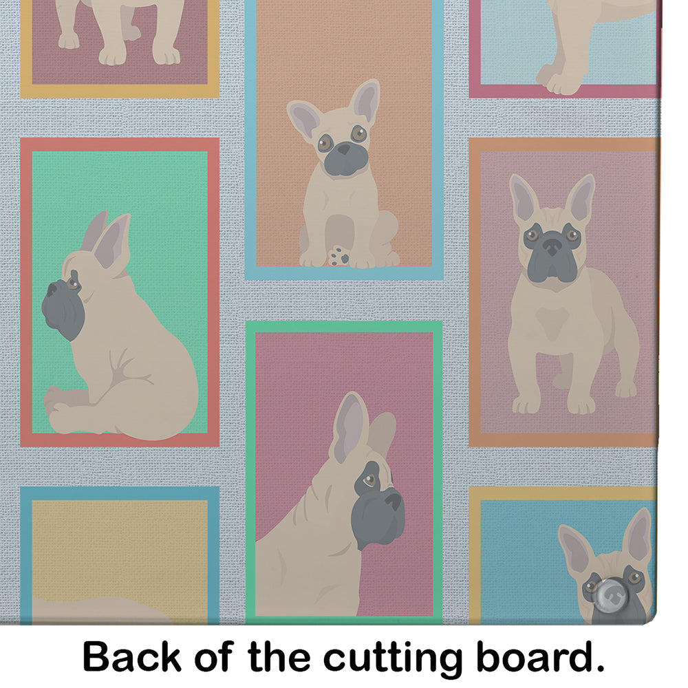 Lots of Fawn French Bulldog Cutting Board Tempered Glass Kitchen Cutting Surface, Heat Resistant Chopping, Non-Slip Feet, Food Prep & Serving