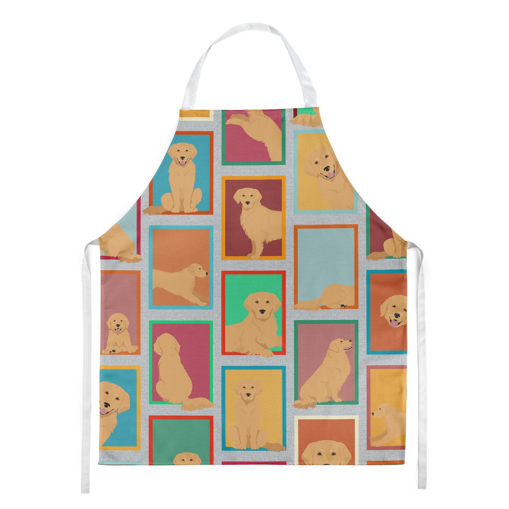 Lots of Golden Retriever Apron Cooking Kitchen Server Baking Crafts Gardening for Adult Women Men, Unisex, Large, Multicolor